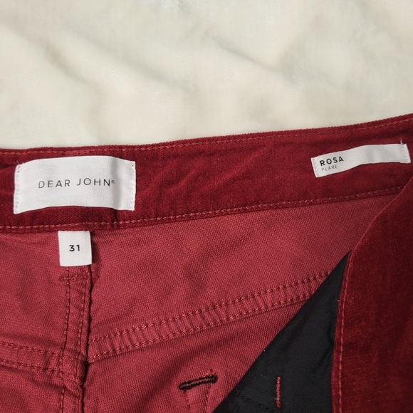 Dear John Rosa Flare Red Velvet Pants. Size 31 Waist - Picture 2 of 14